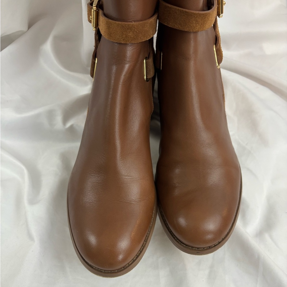 EUC Michael Kors sz8 Suede/Leather Gold Detaill Heeled Boots… - Picture 6 of 9